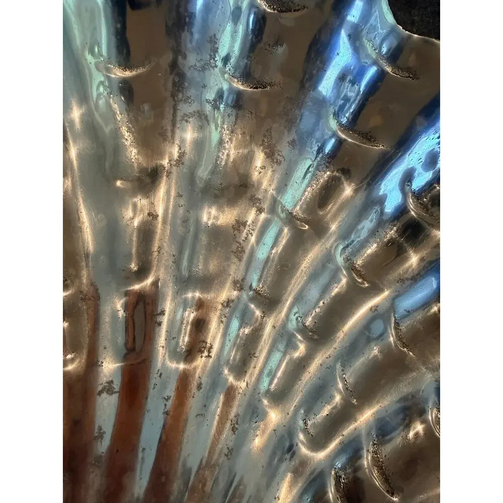 Vintage Polished Aluminum Clam Shell Dish Bowl 11” x 12.5” x 3” Platter